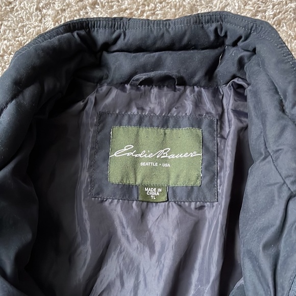 EUC Men’s Eddie Bauer Premium Goose Down EB550 Black Puffer Jacket SZ Tall Large - Picture 3 of 9